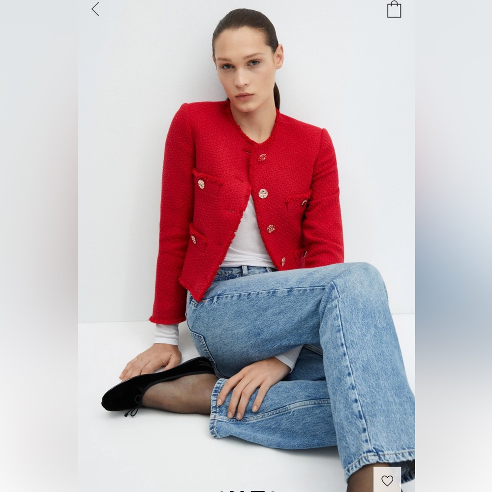 Tweed Italy Red Button-Up Lady Jacket